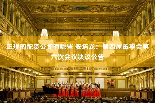 正规的配资公司有哪些 安培龙：第四届董事会第六次会议决议公告
