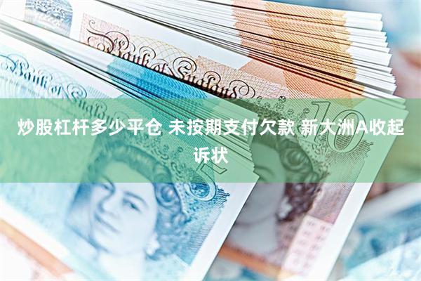 炒股杠杆多少平仓 未按期支付欠款 新大洲A收起诉状