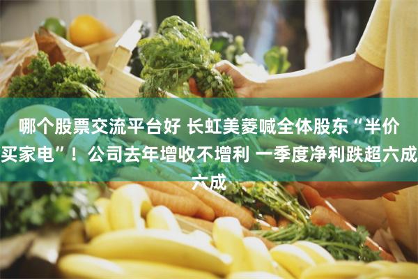 哪个股票交流平台好 长虹美菱喊全体股东“半价买家电”！公司去年增收不增利 一季度净利跌超六成
