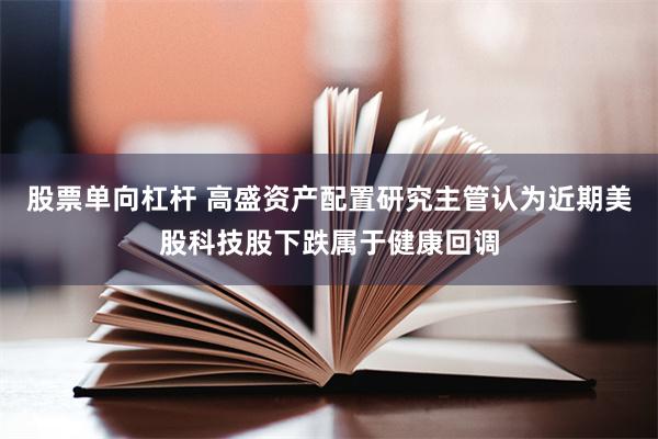 股票单向杠杆 高盛资产配置研究主管认为近期美股科技股下跌属于健康回调