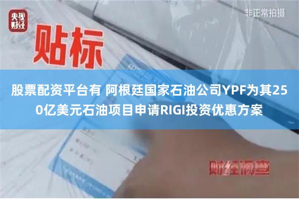 股票配资平台有 阿根廷国家石油公司YPF为其250亿美元石油项目申请RIGI投资优惠方案