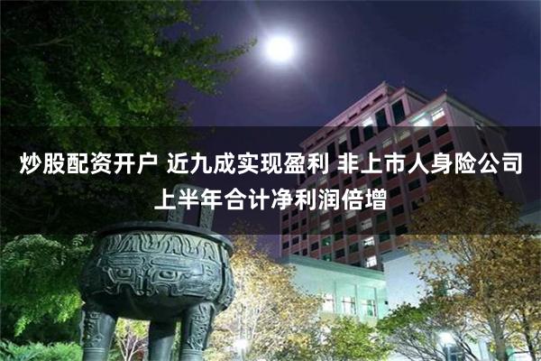 炒股配资开户 近九成实现盈利 非上市人身险公司上半年合计净利润倍增