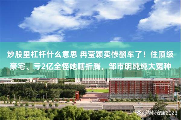 炒股里杠杆什么意思 冉莹颖卖惨翻车了！住顶级豪宅、亏2亿全怪她瞎折腾，邹市明纯纯大冤种