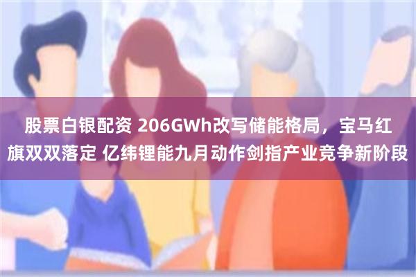股票白银配资 206GWh改写储能格局，宝马红旗双双落定 亿纬锂能九月动作剑指产业竞争新阶段